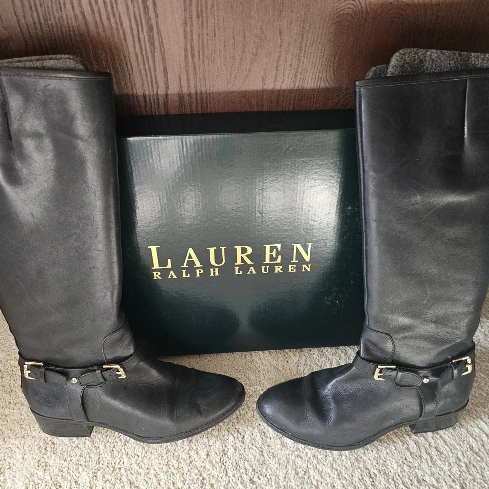 Ralph Lauren Bryce Black Black Knee High Boots - Picture 1 of 1